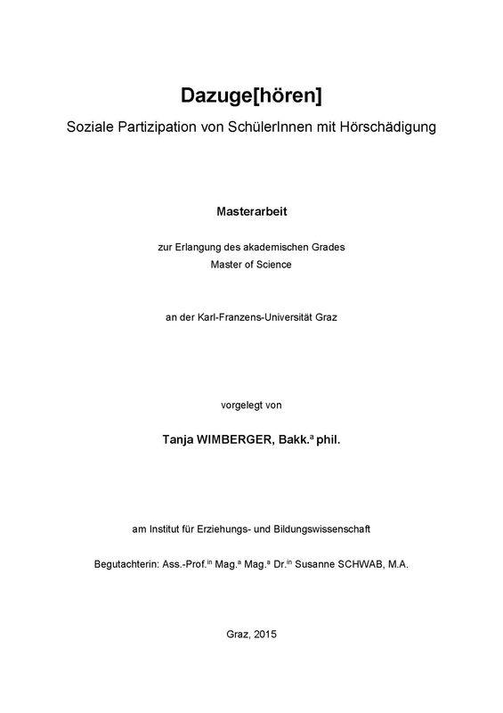 Cover of the book 'Dazuge[hören] - Soziale Partizipation von SchülerInnen mit Hörschädigung'