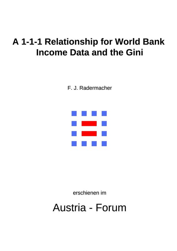 Cover of the book 'A 1-1-1 Relationship for World Bank Income Data and the Gini'