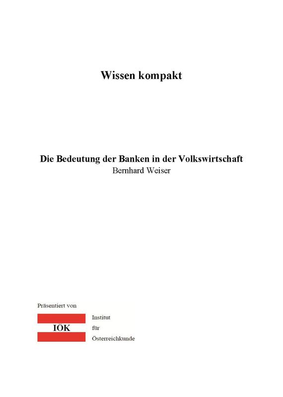 Cover of the book 'Wissen kompakt - Die Bedeutung der Banken in der Volkswirtschaft'