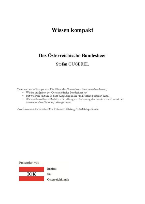 Cover of the book 'Wissen kompakt - Das Österreichische Bundesheer'