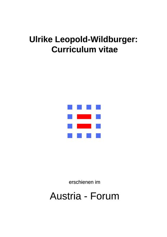 Cover of the book 'Ulrike Leopold-Wildburger: Curriculum vitae'