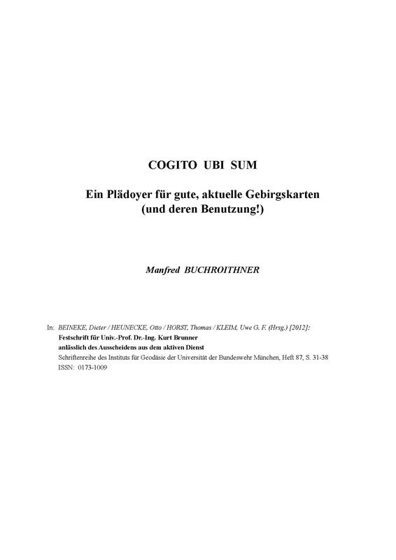 Cover of the book 'COGITO UBI SUM - Ein Plädoyer für gute, aktuelle Gebirgskarten (und deren Benutzung!)'