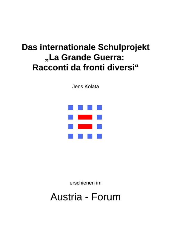 Bucheinband von 'Das internationale Schulprojekt - „La Grande Guerra: Racconti da fronti diversi“'