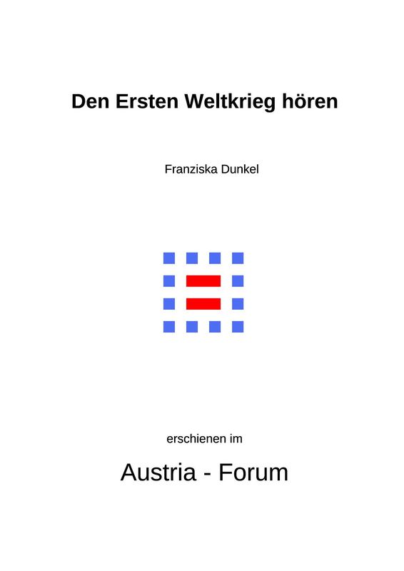 Cover of the book 'Den Ersten Weltkrieg hören'