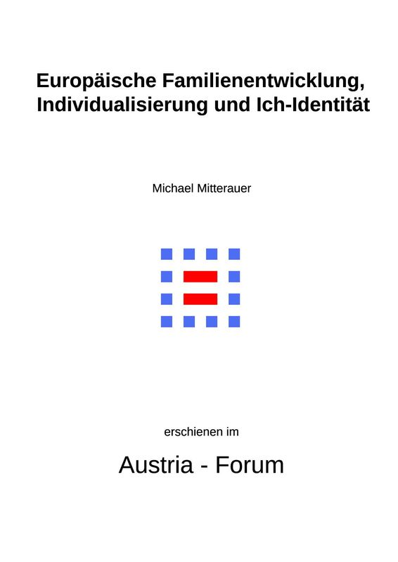 Cover of the book 'Europäische Familienentwicklung, Individualisierung und Ich-Identität'