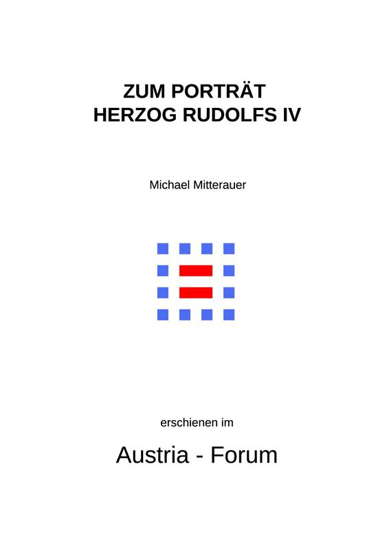 Cover of the book 'Zum Porträt Herzog Rudolfs IV. von Österreich - Im Kontext spätmittelalterlicher Sepulkralkultur'