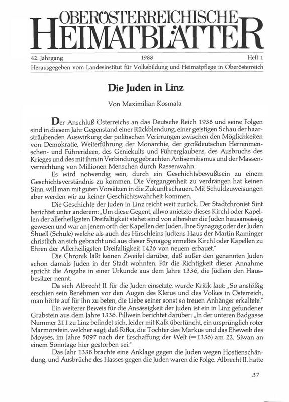 Bucheinband von 'Die Juden in Linz'