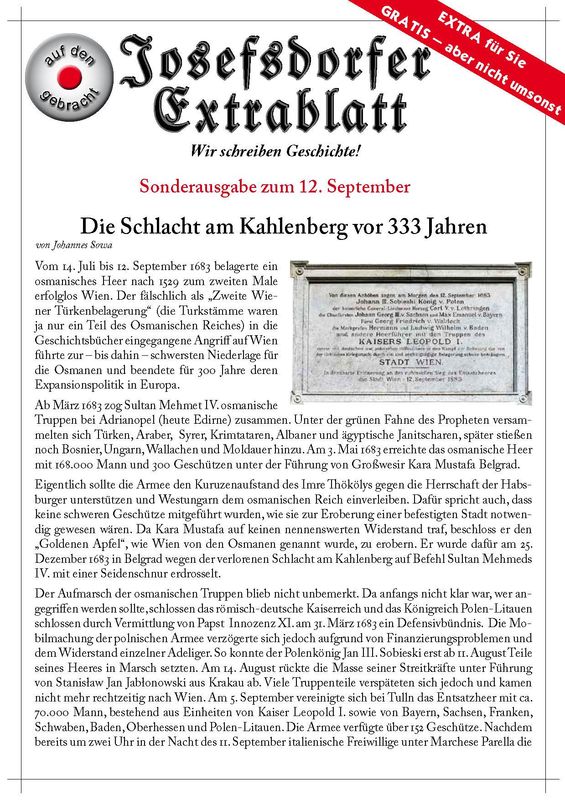 Cover of the book 'Die Schlacht am Kahlenberg vor 333 Jahren'