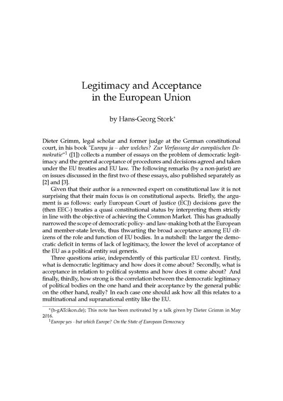 Cover of the book 'Legitimacy and Acceptance in the European Union'