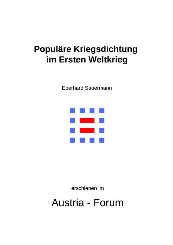 Cover of the book 'Populäre Kriegsdichtung im Ersten Weltkrieg'