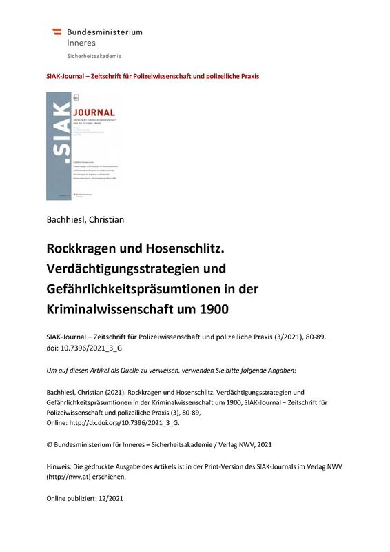 Bucheinband von 'Rockkragen und Hosenschlitz - Verdächtigungsstrategien und Gefährlichkeitspräsumtionen in der Kriminalwissenschaft um 1900'