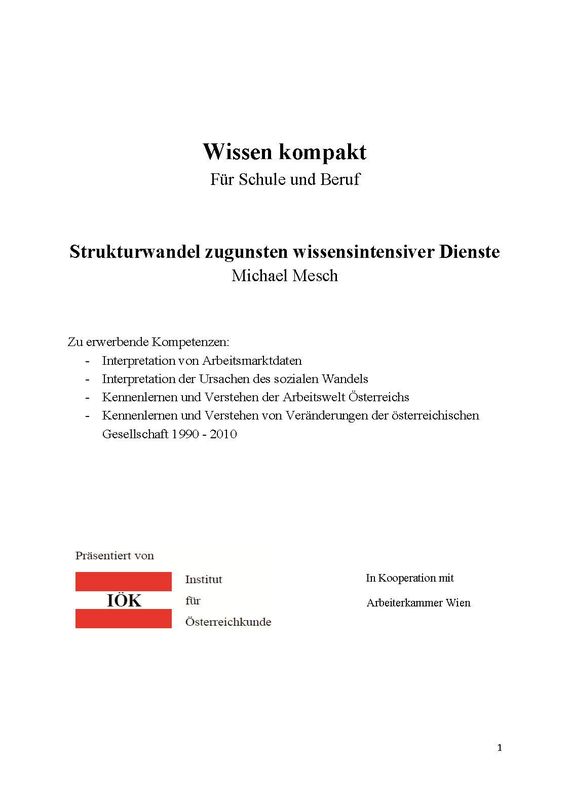 Cover of the book 'Wissen kompakt - Strukturwandel zugunsten wissensintensiver Dienste'
