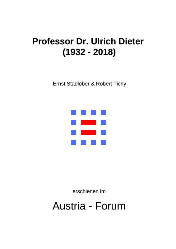 Cover of the book 'Professor Dr. Ulrich Dieter (1932 -2018)'