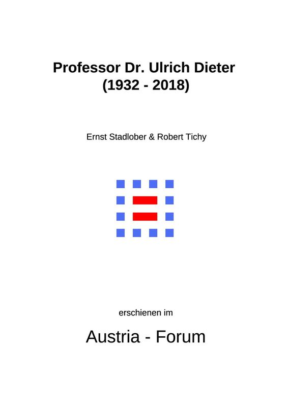 Cover of the book 'Professor Dr. Ulrich Dieter (1932 -2018)'