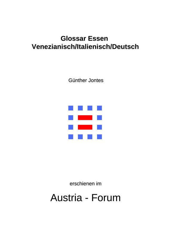 Cover of the book 'Glossar Essen - Venezianisch/Italienisch/Deutsch'