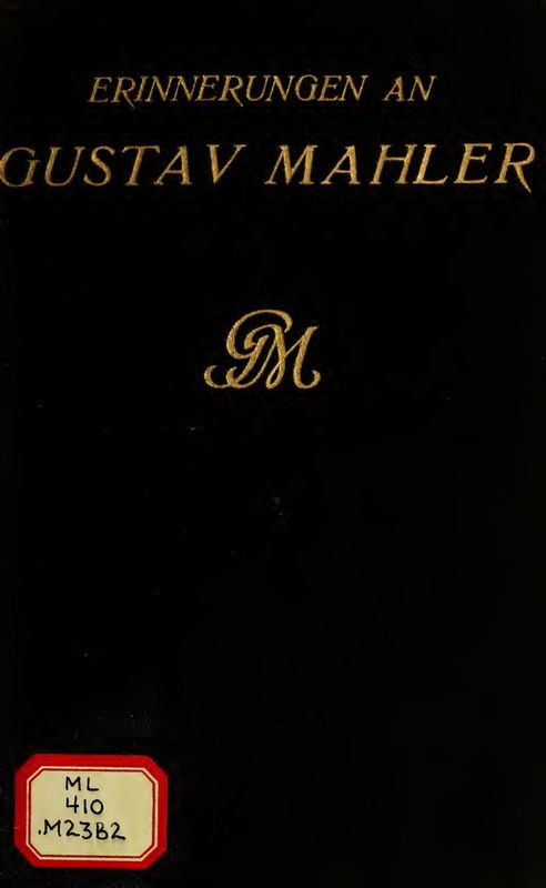 Cover of the book 'Erinnerungen an Gustav Mahler'