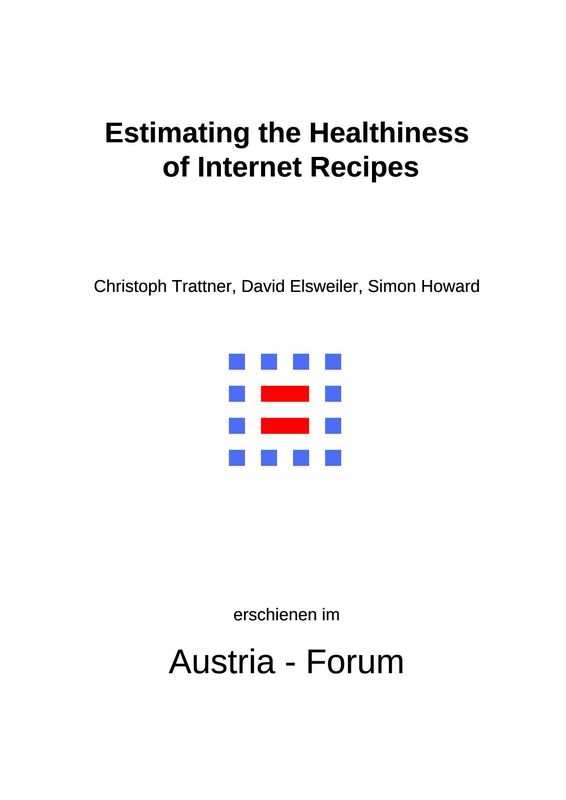 Cover of the book 'Estimating the Healthiness of Internet Recipes - A Cross-sectional study, Volume 05'