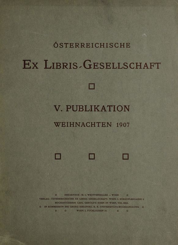 Cover of the book 'Österreichische Exlibris - Gesellschaft - V. Publikation, Volume V'