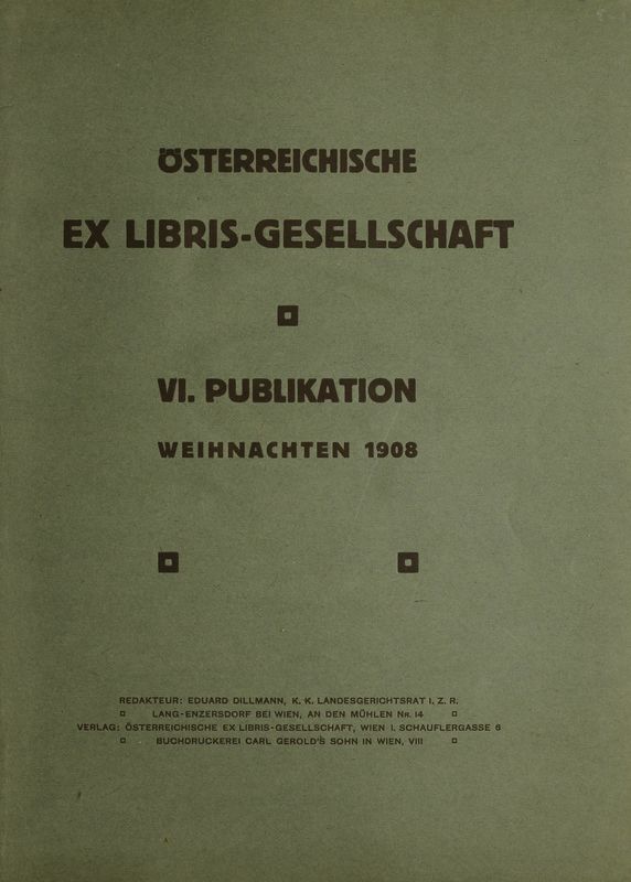 Bucheinband von 'Österreichische Exlibris - Gesellschaft - VI. Publikation, Band VI'