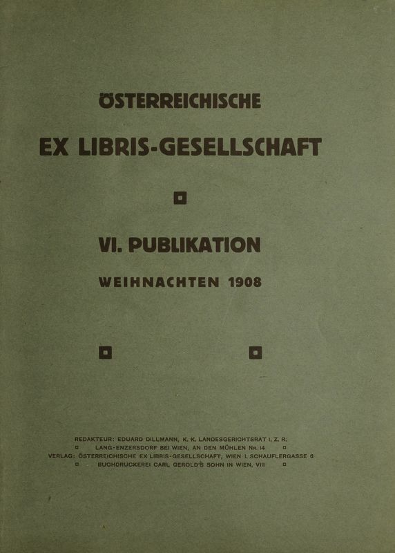 Cover of the book 'Österreichische Exlibris - Gesellschaft - VI. Publikation, Volume VI'