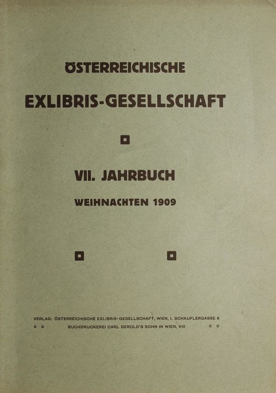 Cover of the book 'Österreichische Exlibris - Gesellschaft - VII. Publikation, Volume VII'