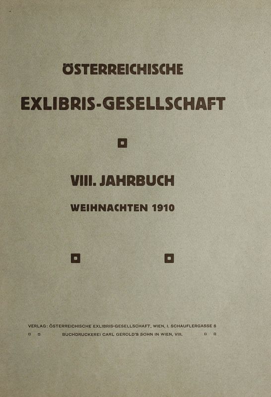 Cover of the book 'Österreichische Exlibris - Gesellschaft - VIII. Publikation, Volume VIII'