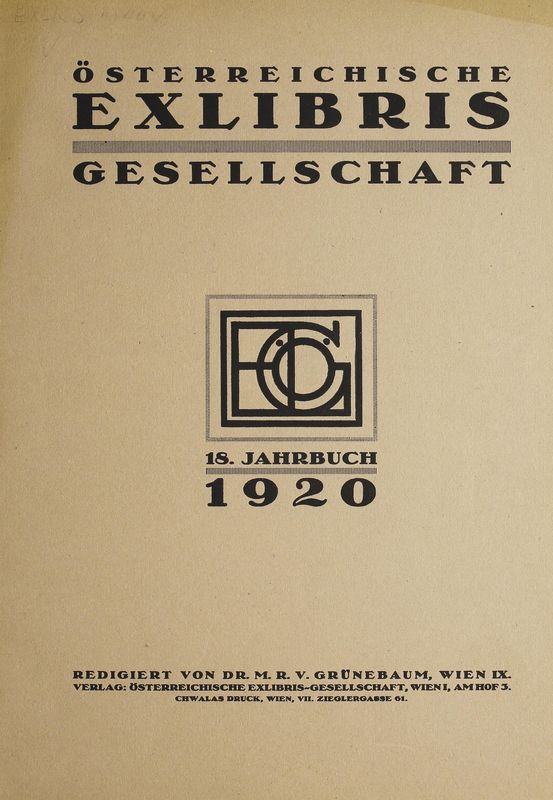Bucheinband von 'Österreichische Exlibris - Gesellschaft - XVIII. Publikation, Band XVIII'