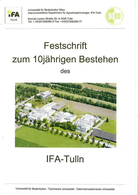 Bucheinband von 'Festschrift zum 10jährigen Bestehen des IFA-Tulln'