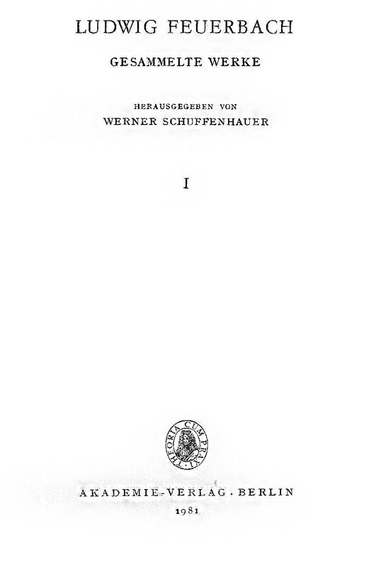 Cover of the book 'Ludwig Feuerbach - Gesammlte Werke, Volume 1'