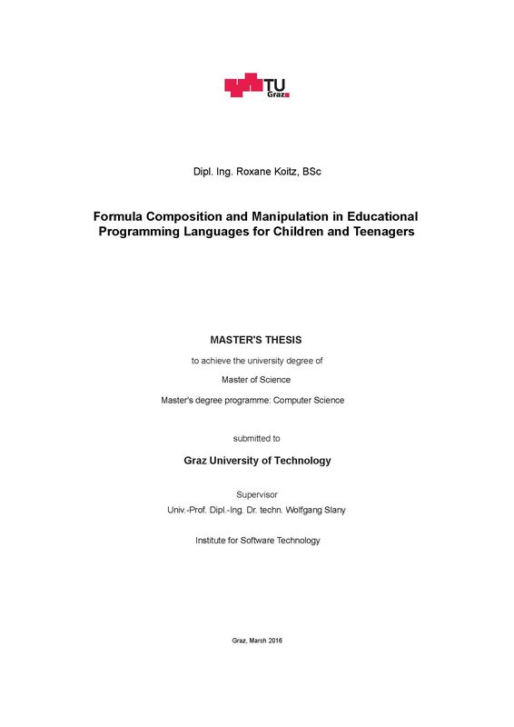 Cover of the book 'Formula Composition and Manipulation in Educational Programming Languages for Children and Teenagers'