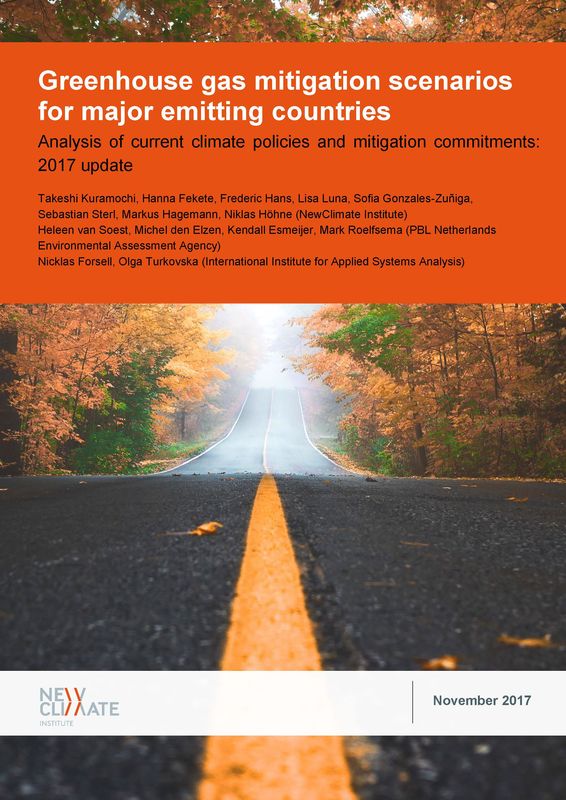 Cover of the book 'Greenhouse gas mitigation scenarios for major emitting countries - Analysis of current climate policies and mitigation commitments: 2017 update'