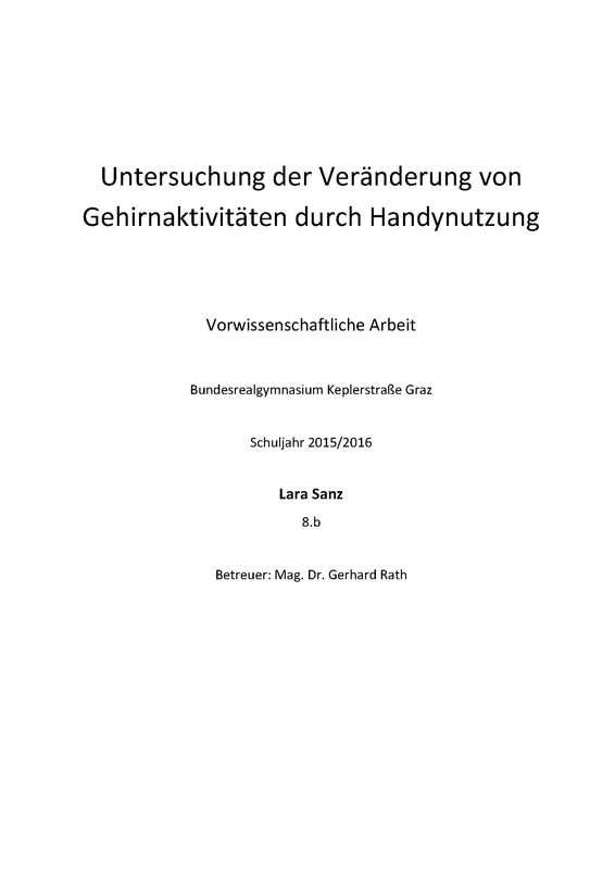 Bucheinband von 'Untersuchung der Veränderung von Gehirnaktivitäten durch Handynutzung'