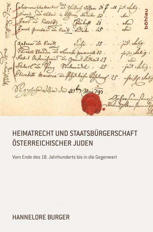 Bucheinband von 'Heimatrecht und Staatsbürgerschaft österreichischer Juden - Vom Ende des 18. Jahrhunderts bis in die Gegenwart'
