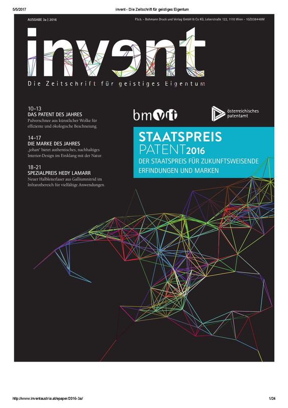 Cover of the book 'invent - Die Zeitschrift für geistiges Eigentum, Volume 3a|2016'