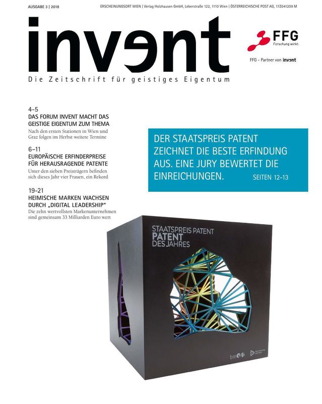 Cover of the book 'invent - Die Zeitschrift für geistiges Eigentum, Volume 3|2018'