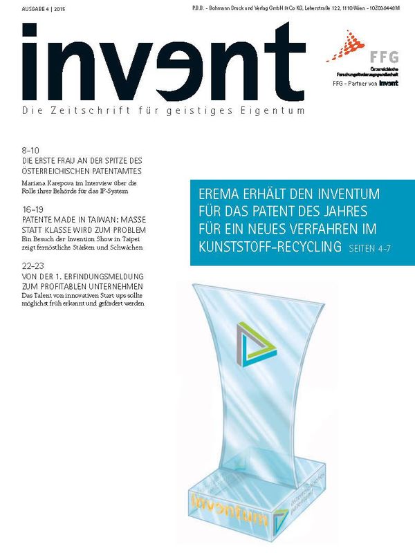 Cover of the book 'invent - Die Zeitschrift für geistiges Eigentum, Volume 4|2015'