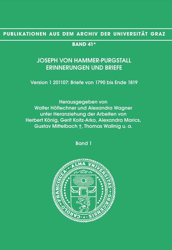 Cover of the book 'Joseph von Hammer-Purgstall Erinnerungen und Briefe, Volume 41/1'