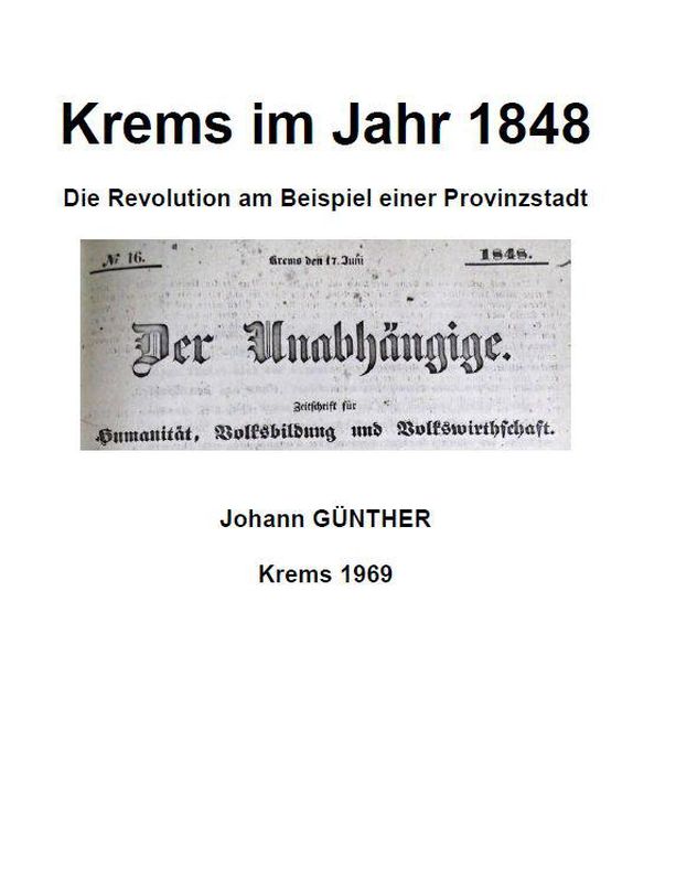 Cover of the book 'Krems im Jahr 1848 - Die Revolution am Beispiel einer Provinzstadt'