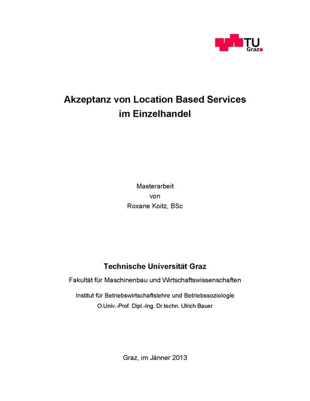 Cover of the book 'Akzeptanz von Location Based Services im Einzelhandel'