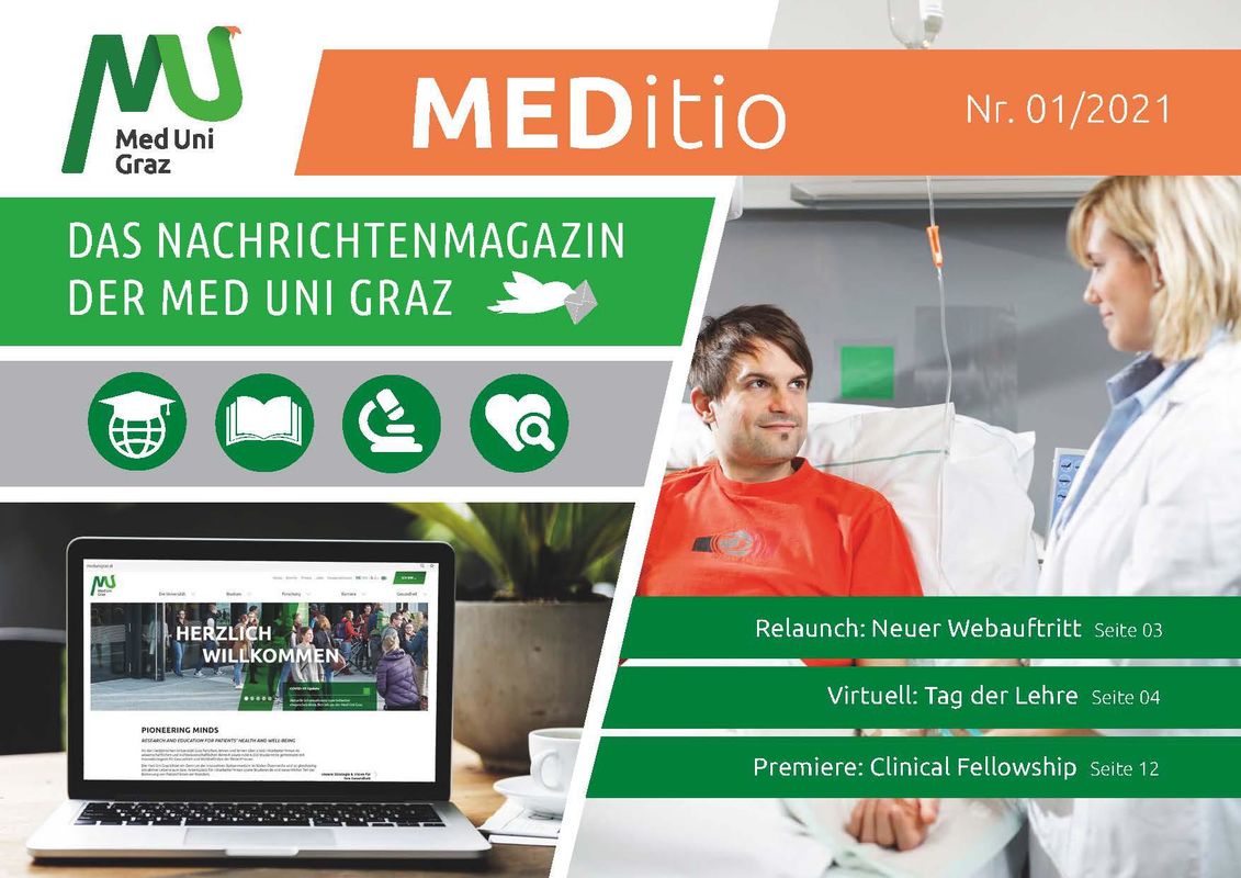 Bucheinband von 'MEDITIO - Das Nachrichtenmagazin der Med Uni Graz, Band 01|2021'
