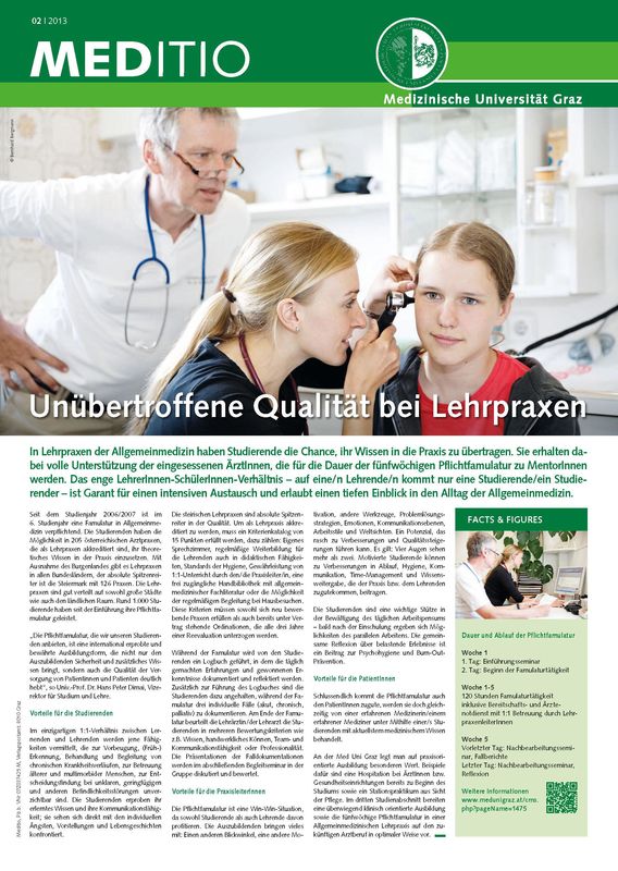 Cover of the book 'MEDITIO - Neues von der steirischen Gesundheitsuniversität, Volume 02|2013'