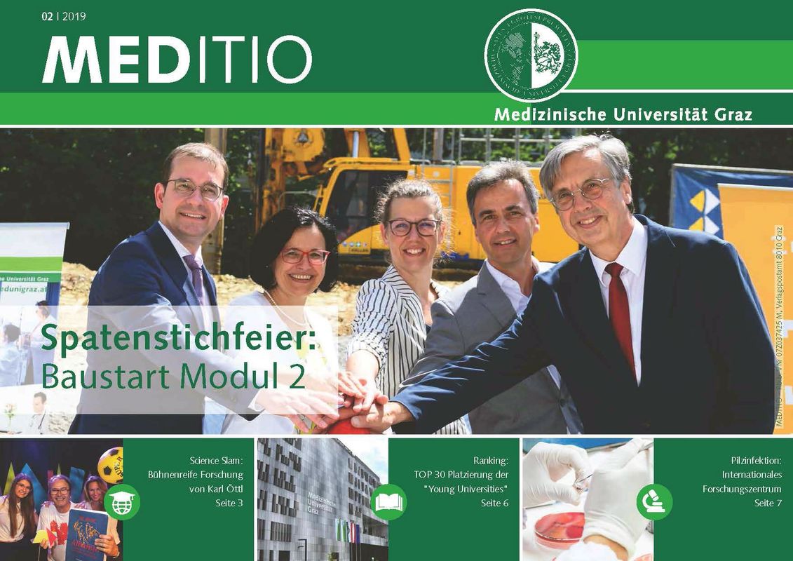 Bucheinband von 'MEDITIO - Neues von der steirischen Gesundheitsuniversität, Band 02|2019'