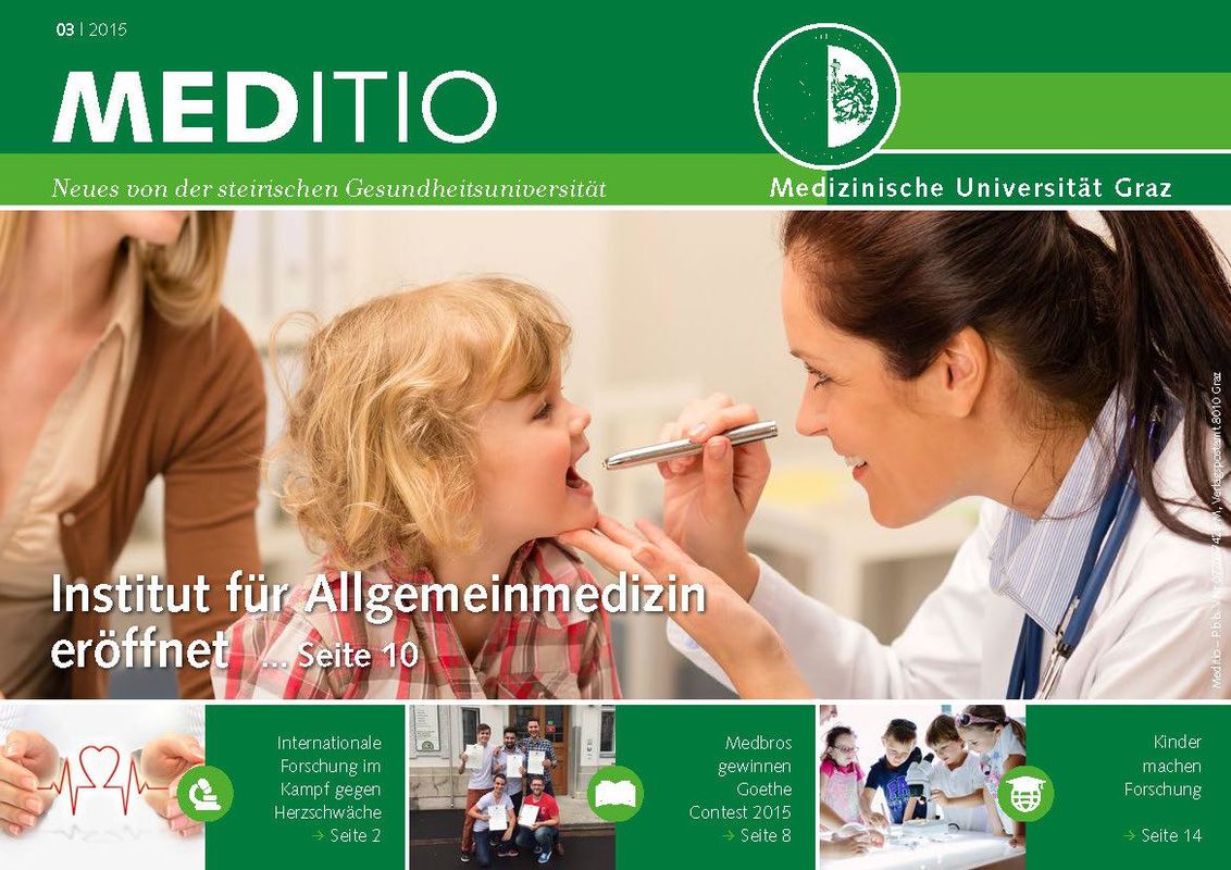 Bucheinband von 'MEDITIO - Neues von der steirischen Gesundheitsuniversität, Band 03|2015'