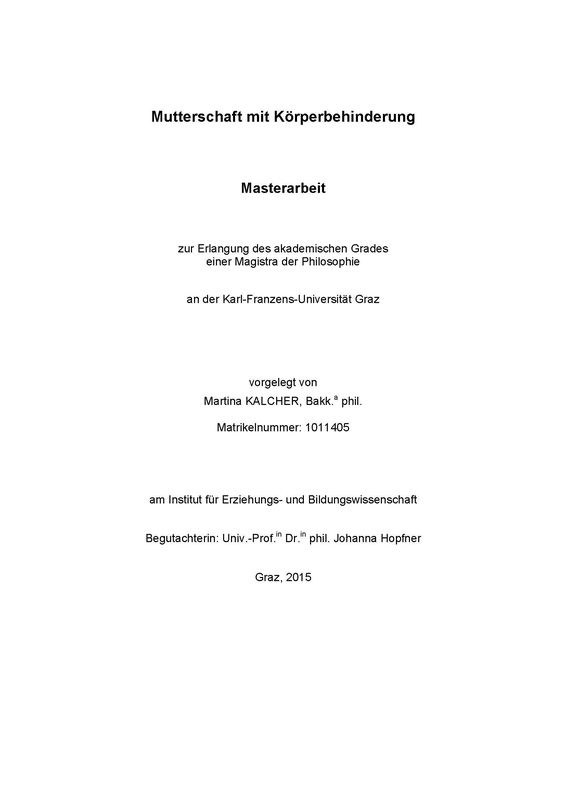 Cover of the book 'Mutterschaft mit Körperbehinderung'