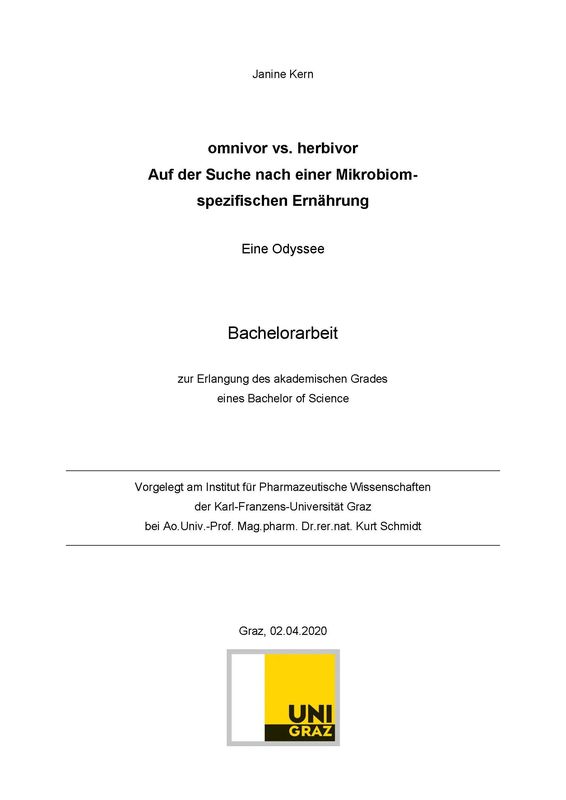 Cover of the book 'omnivor vs. herbivor - Auf der Suche nach einer Mikrobiom- spezifischen Ernährung'