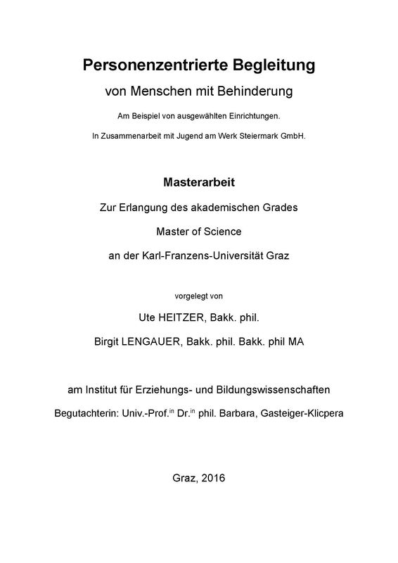 Bucheinband von 'Personenzentrierte Begleitung von Menschen mit Behinderung - Personenzentrierte Begleitung von Menschen mit Behinderung Am Beispiel von ausgewählten Einrichtungen. In Zusammenarbeit mit Jugend am Werk Steiermark GmbH.'