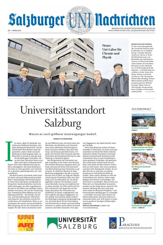 Bucheinband von 'Salzburger UNI Nachrichten, Band 1/2016'
