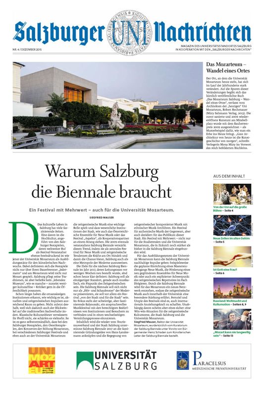Bucheinband von 'Salzburger UNI Nachrichten, Band 4/2015'