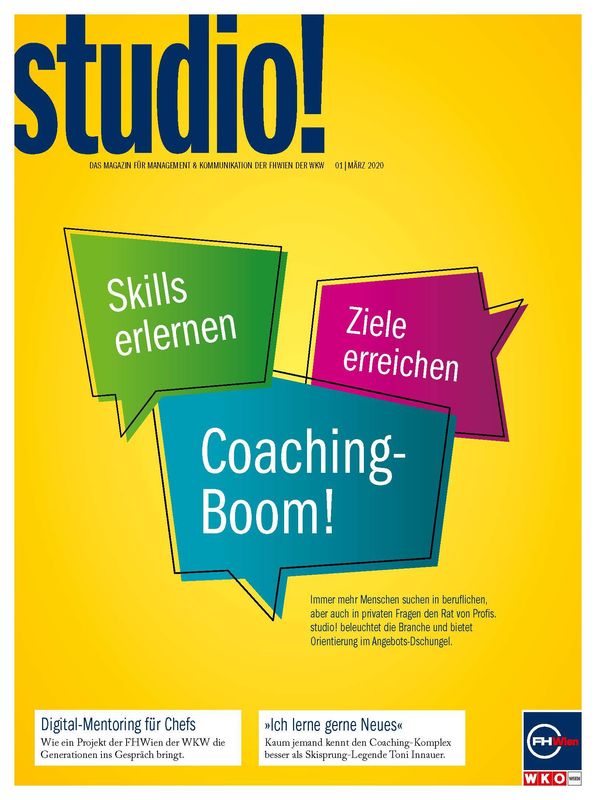 Cover of the book 'studio! - Das Magazin für Management & Kommunikation der FHWien der WKW, Volume 01| März 2020'
