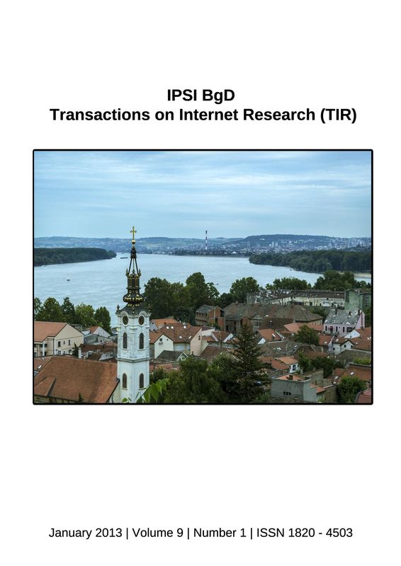 Cover of the book 'Transactions on Internet Research (TIR), Volume 9/1'